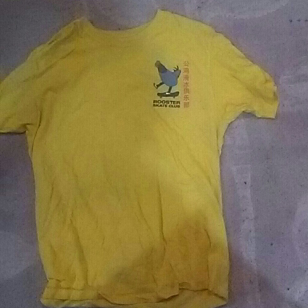 Yellow skate shirt rooster skate club